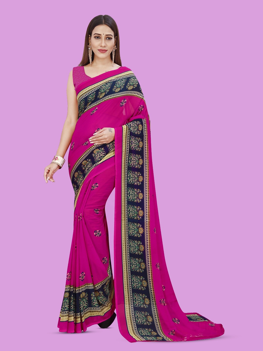 

ANAND SAREES Floral Printed Saree, Red