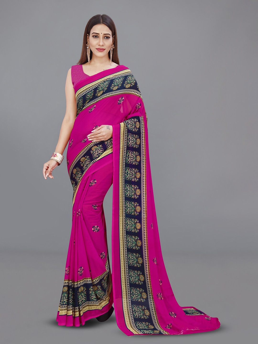 

ANAND SAREES Floral Printed Saree, Red