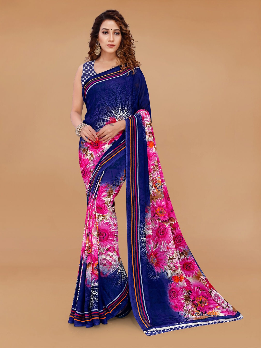 

Moda Rapido Floral Printed Saree, Blue