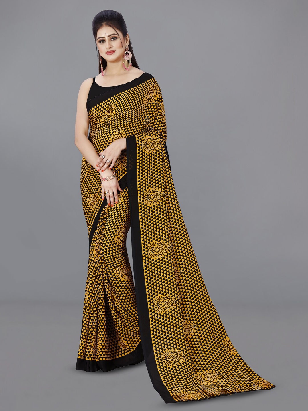 

ANAND SAREES Ethnic Motifs Printed Saree, Yellow