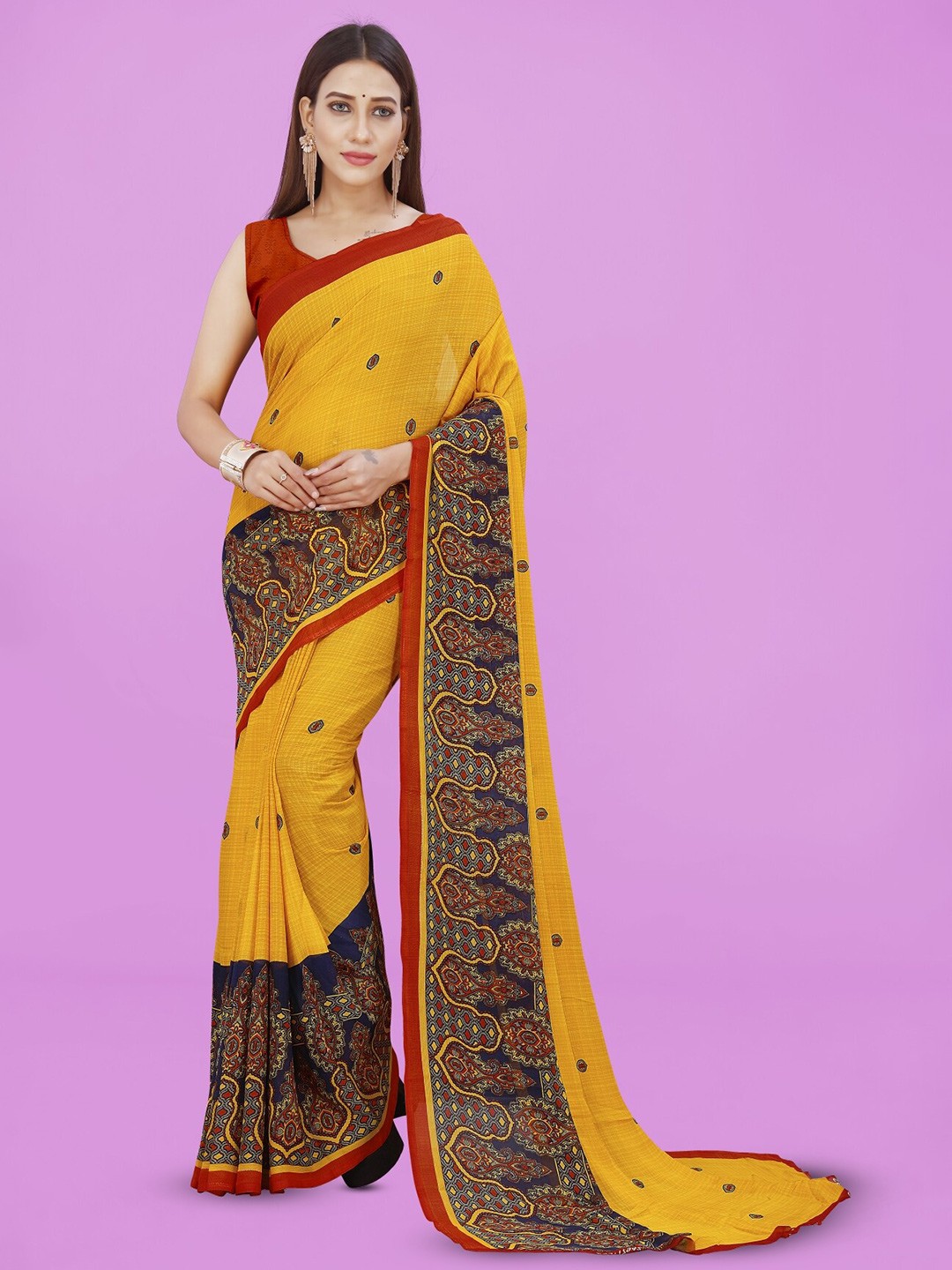 

ANAND SAREES Ethnic Motifs Printed Saree, Blue