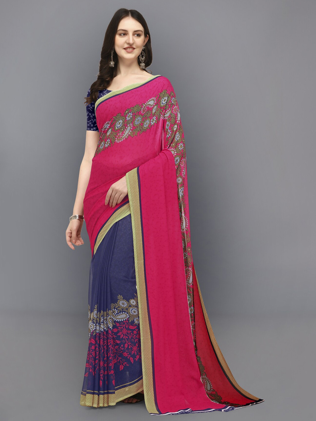 

Moda Rapido Floral Printed Saree, Red