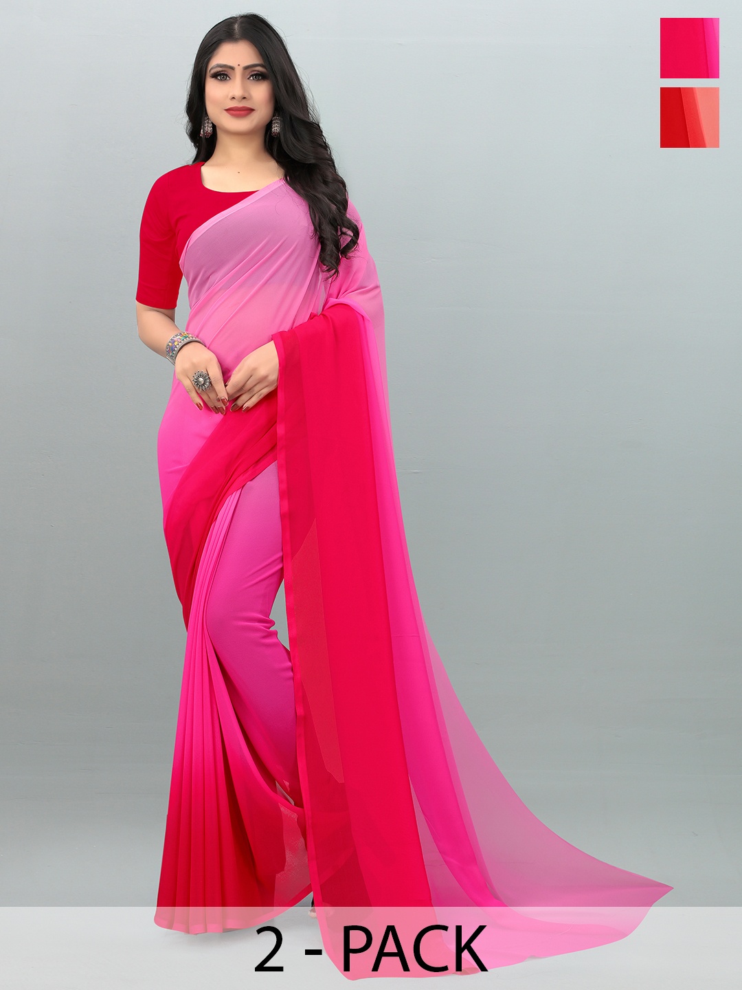 

ANAND SAREES Ombre Saree Pack Of 2, Pink