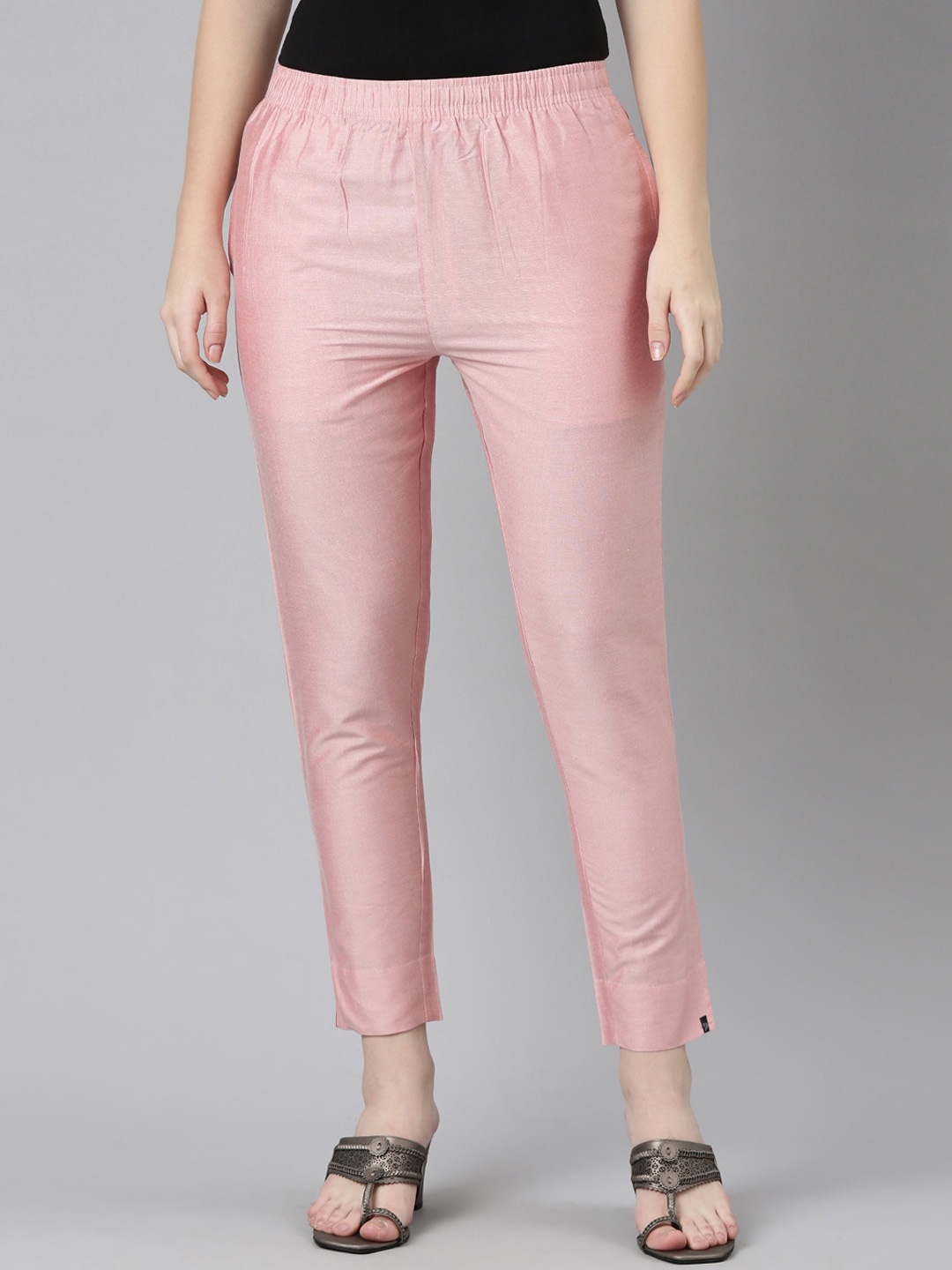 

TWIN BIRDS Women Shimmer Straight Trousers, Pink