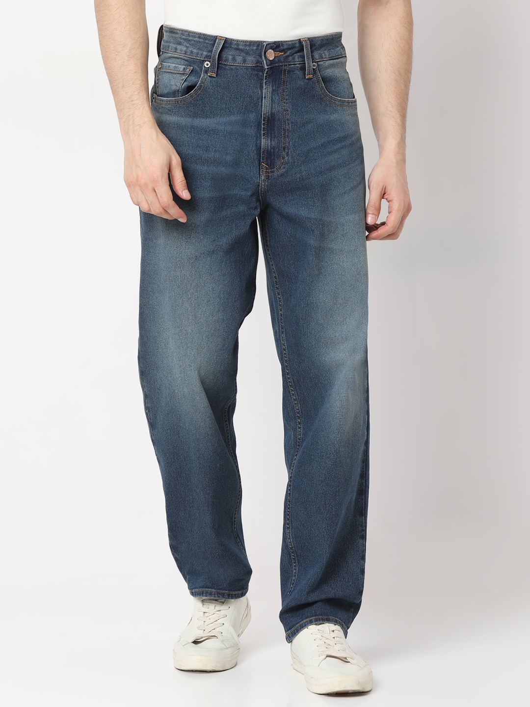 

SPYKAR Men Baggy Fit Light Fade Stretchable Jeans, Blue