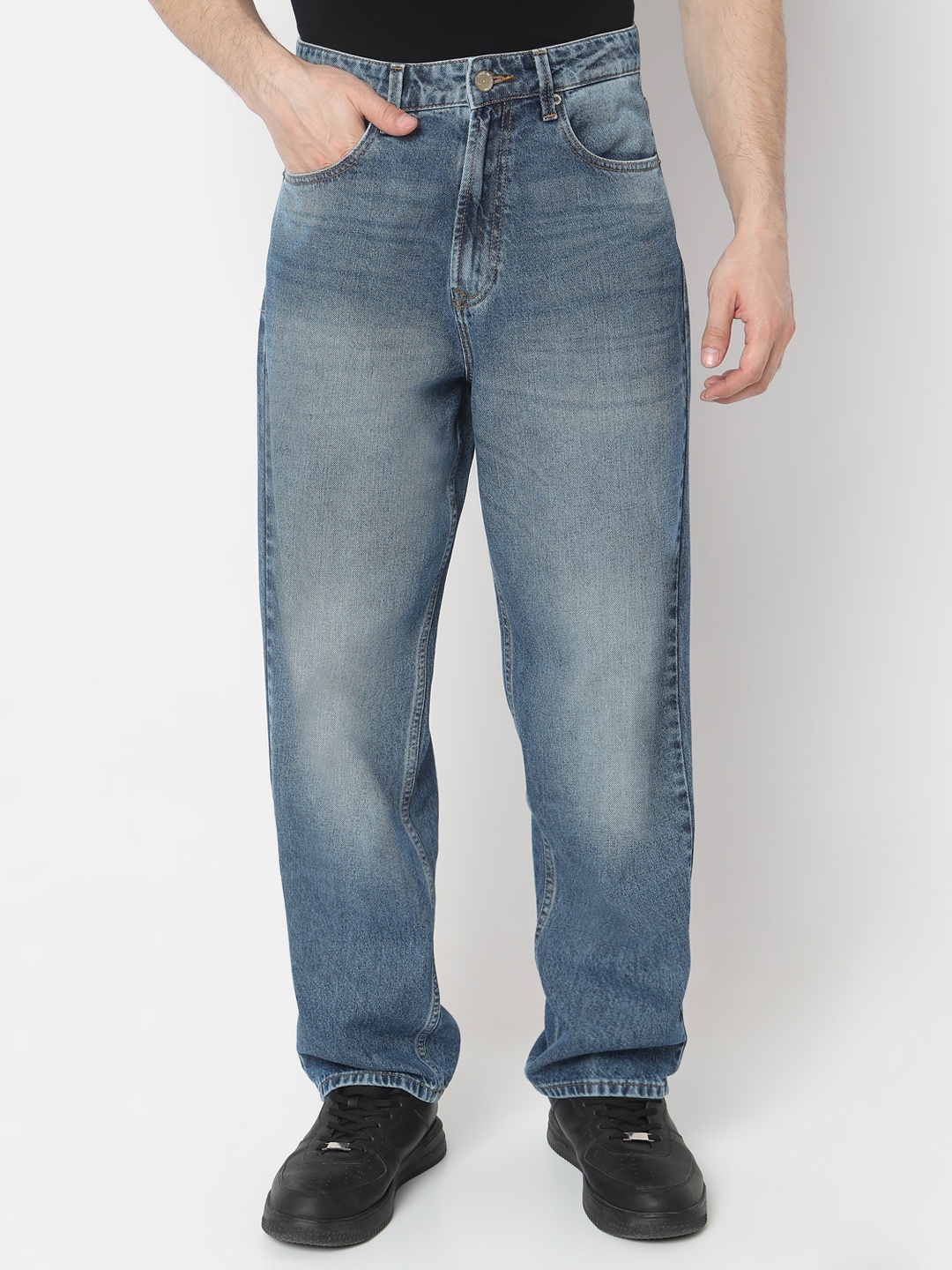 

SPYKAR Men Renato Loose Fit Tapered Fit Heavy Fade Pure Cotton Jeans, Blue