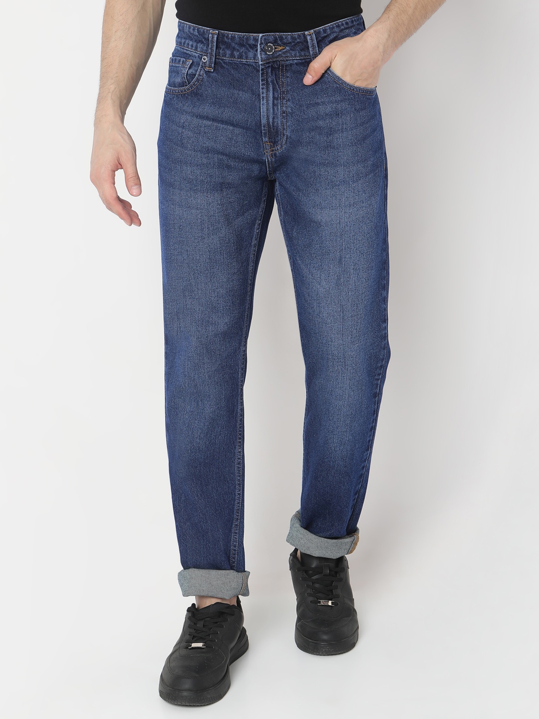 

SPYKAR Men Ricardo Comfort Fit Straight Leg Fit Light Fade Pure Cotton Jeans, Blue