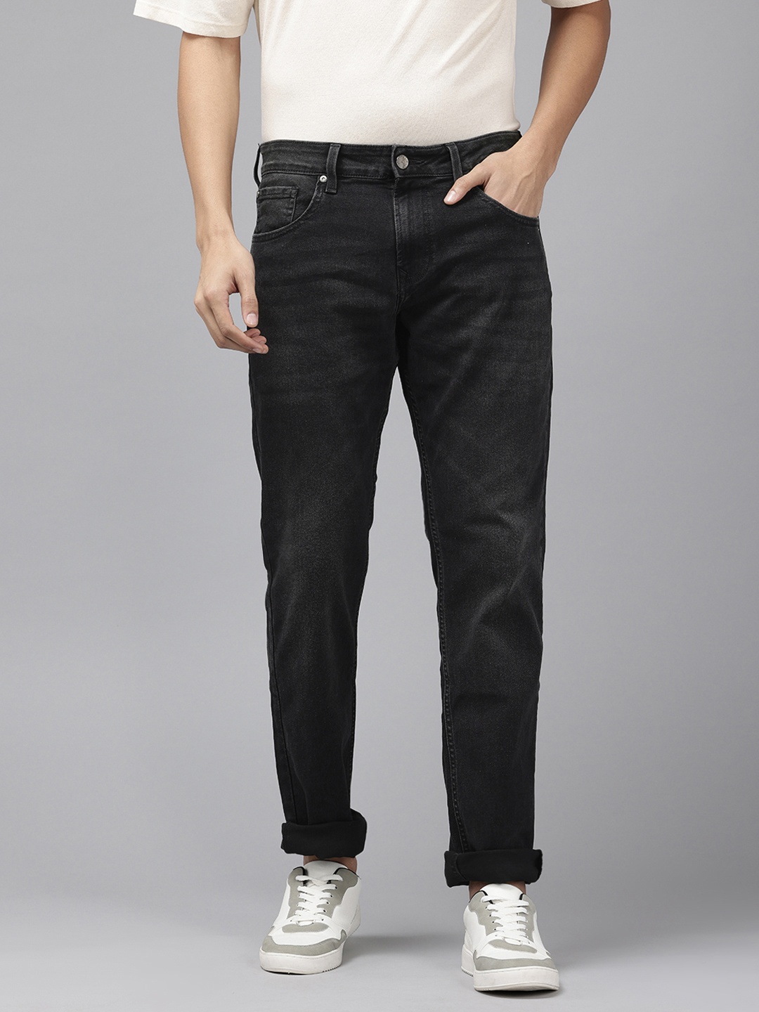 

SPYKAR Men Stretchable Straight Fit Jeans, Charcoal