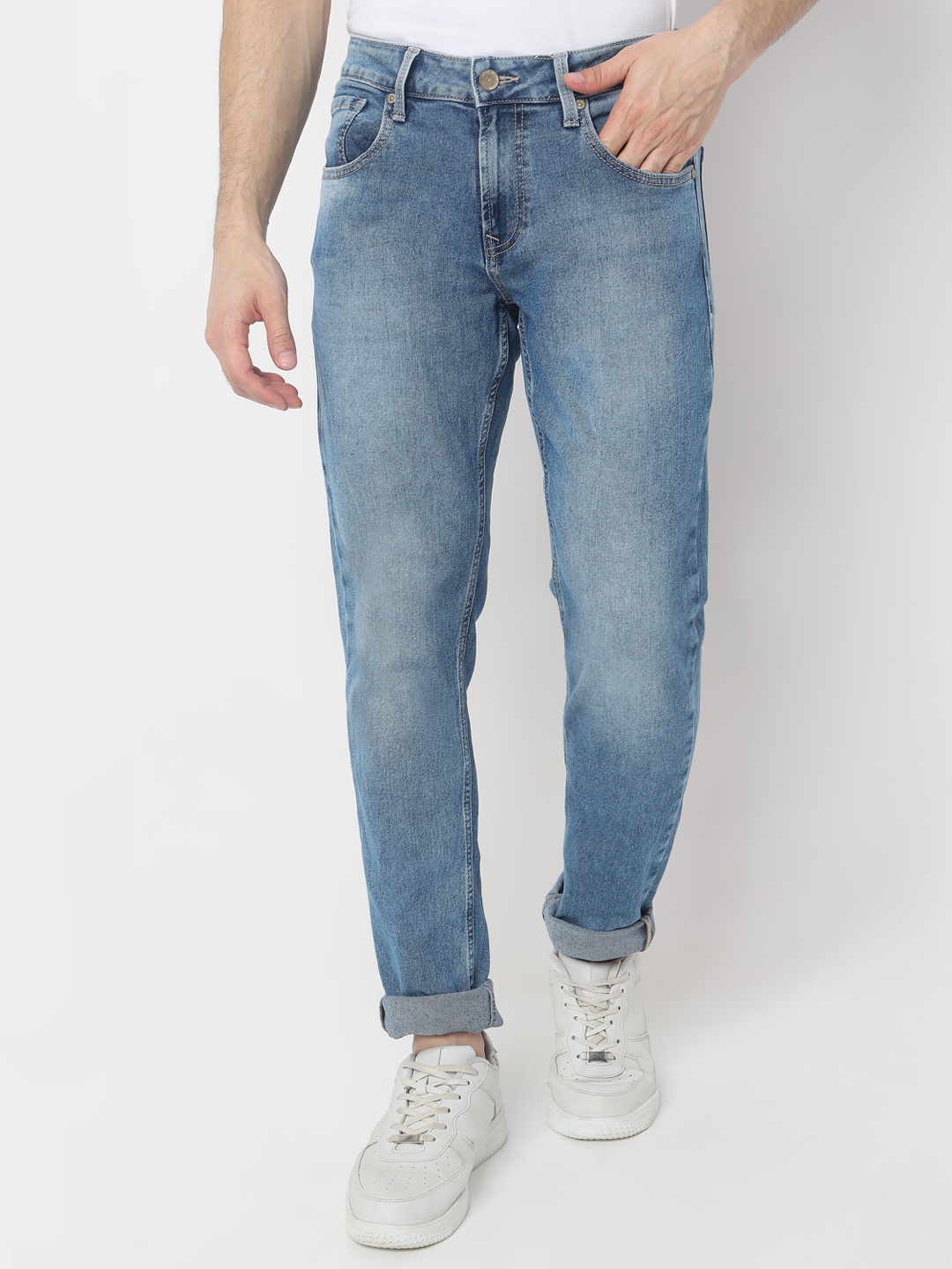 

SPYKAR Skinny Fit Low-Rise Heavy Fade Stretchable Jeans, Blue