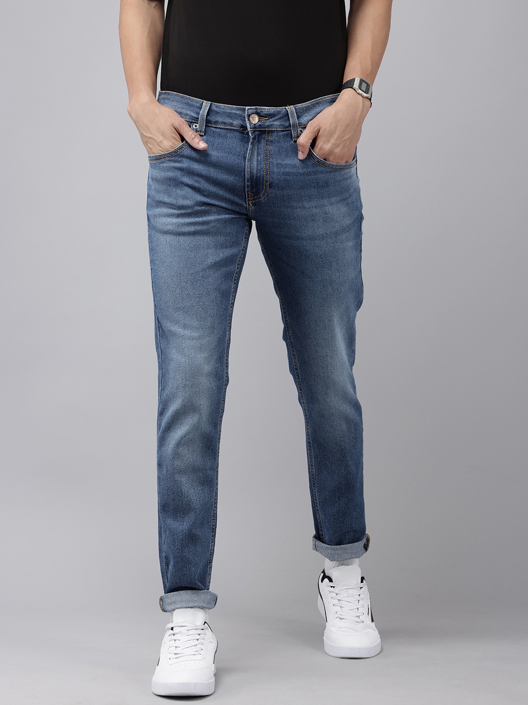 

SPYKAR Men Super Skinny Fit Heavy Fade Stretchable Jeans, Blue