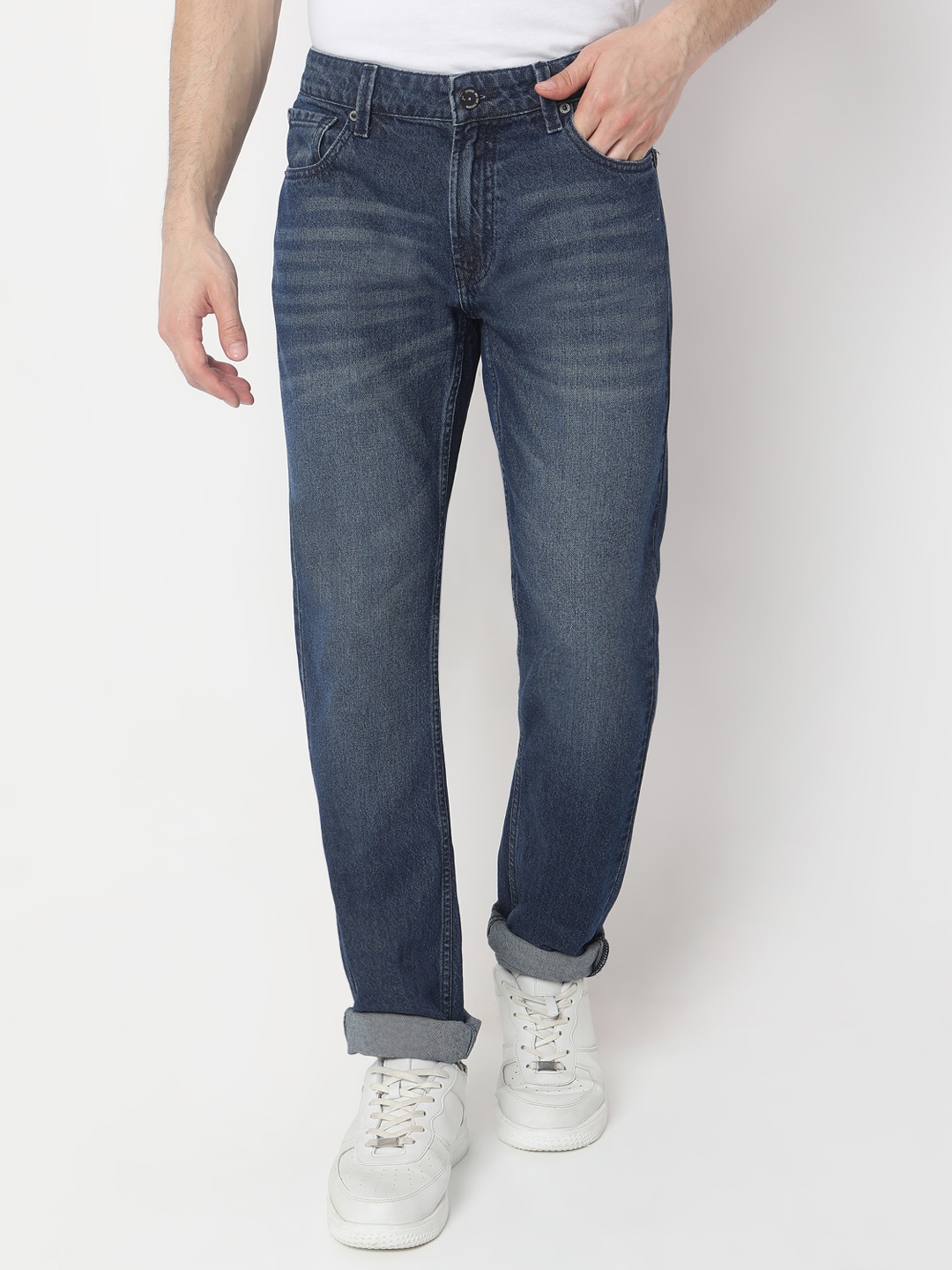 

SPYKAR Men Regular Fit Pure Cotton Jeans, Navy blue