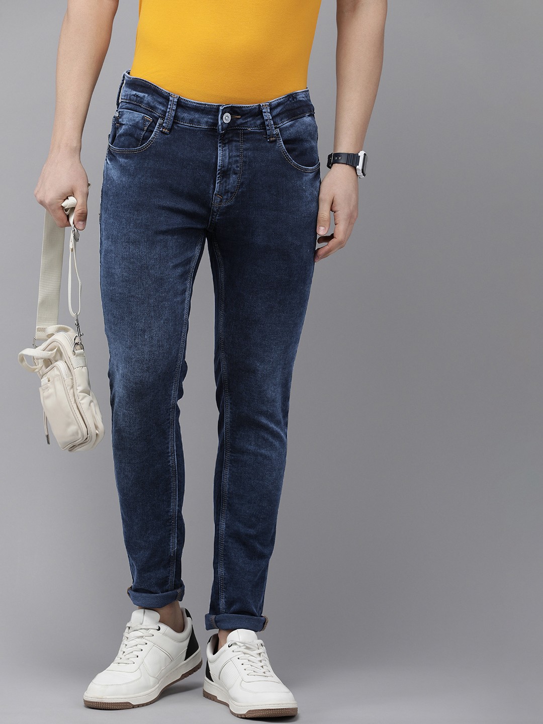 

SPYKAR Men Super Skinny Fit Low-Rise Light Fade Stretchable Jeans, Blue
