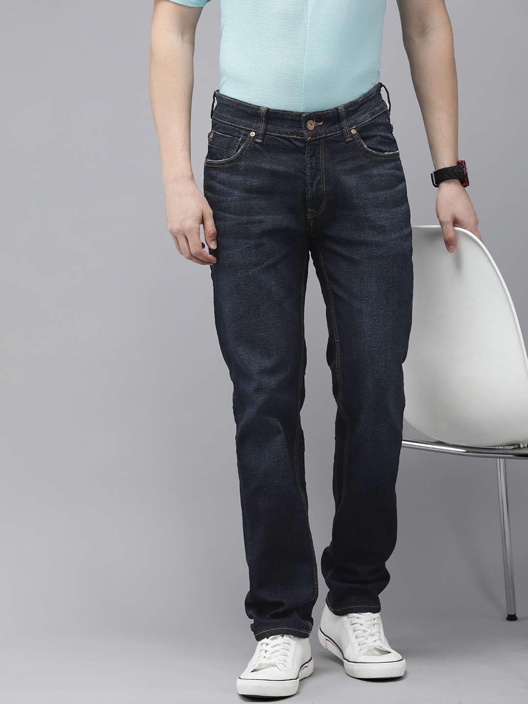 

SPYKAR Men Rovers Regular Fit Mid-Rise Light Fade Stretchable Jeans, Blue