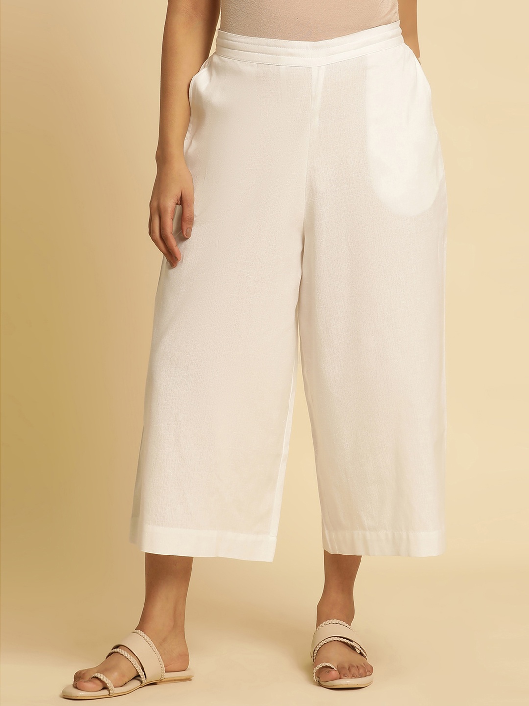 

W Women Straight Fit Culottes Trousers, White