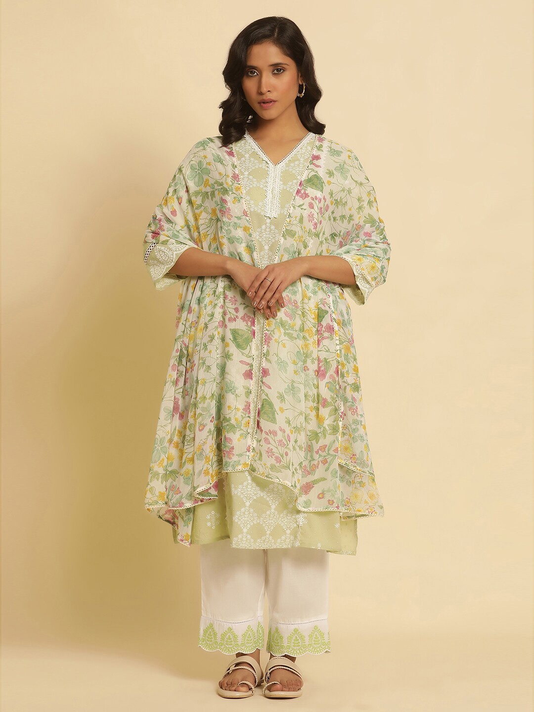 

W Floral Printed Dupatta, White
