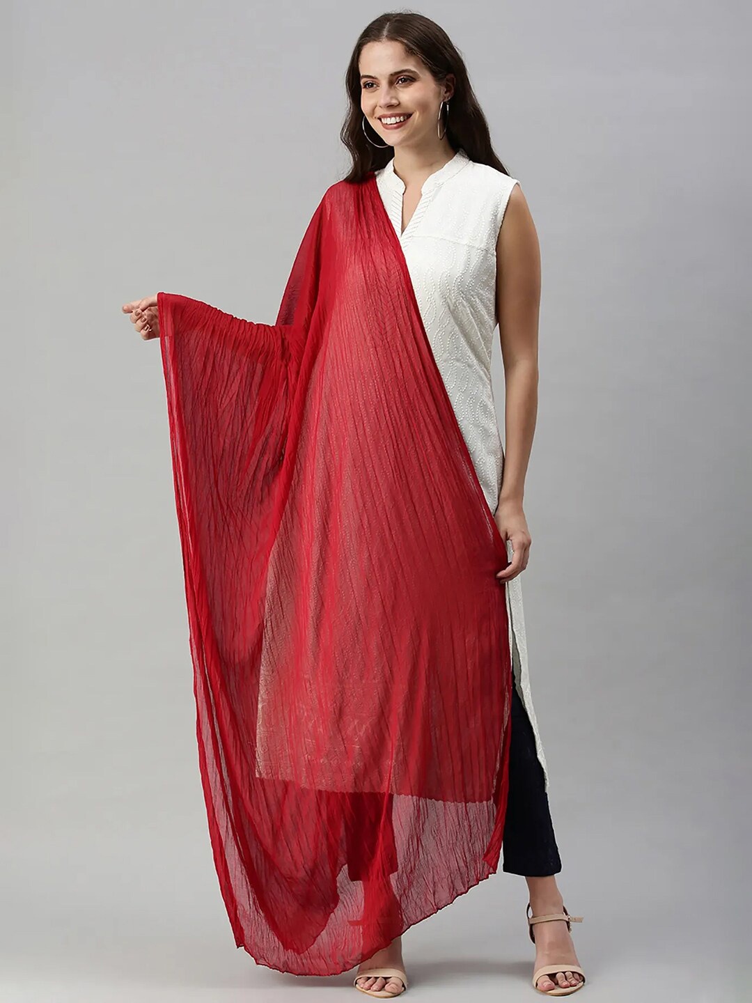 

Soch Red Art Silk Dupatta