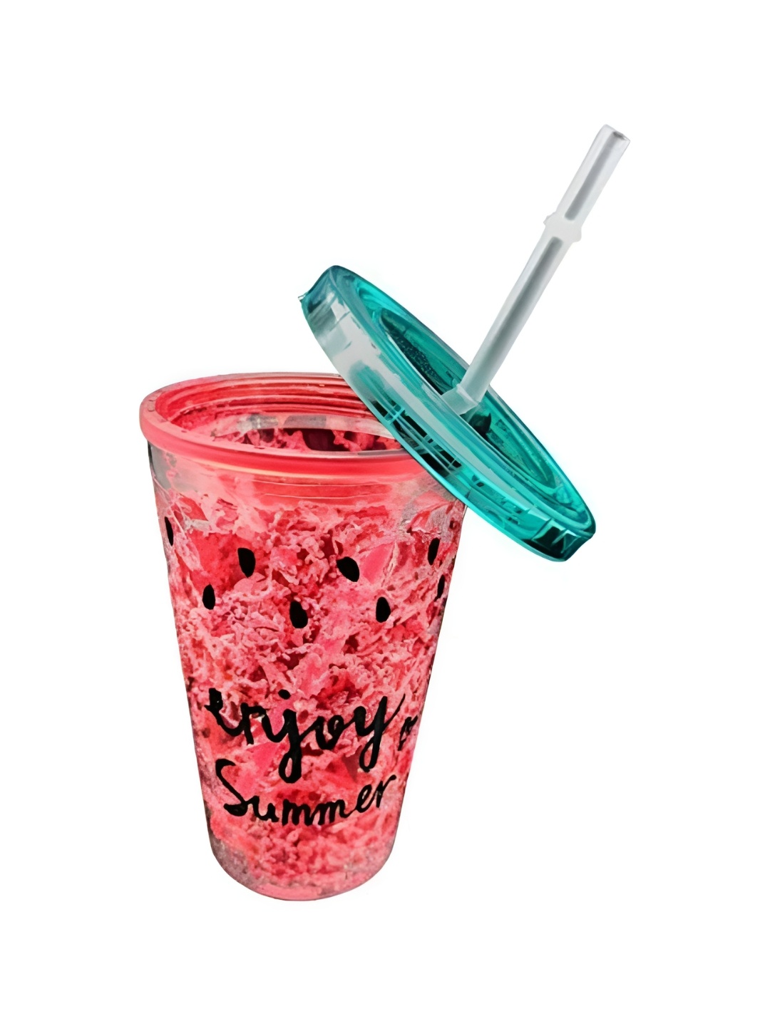 

Satyam Kraft 1 Pc Acrylic Double Walled Frosty Mug with Lid, Red