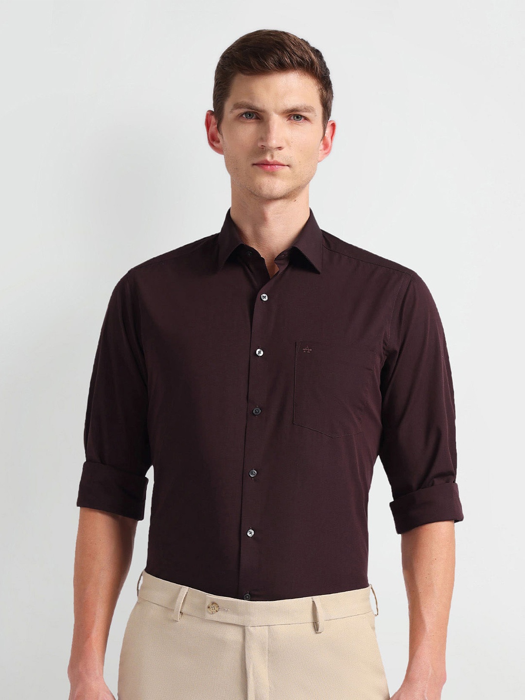 

Arrow Spread Collar Pure Cotton Formal Shirt, Burgundy