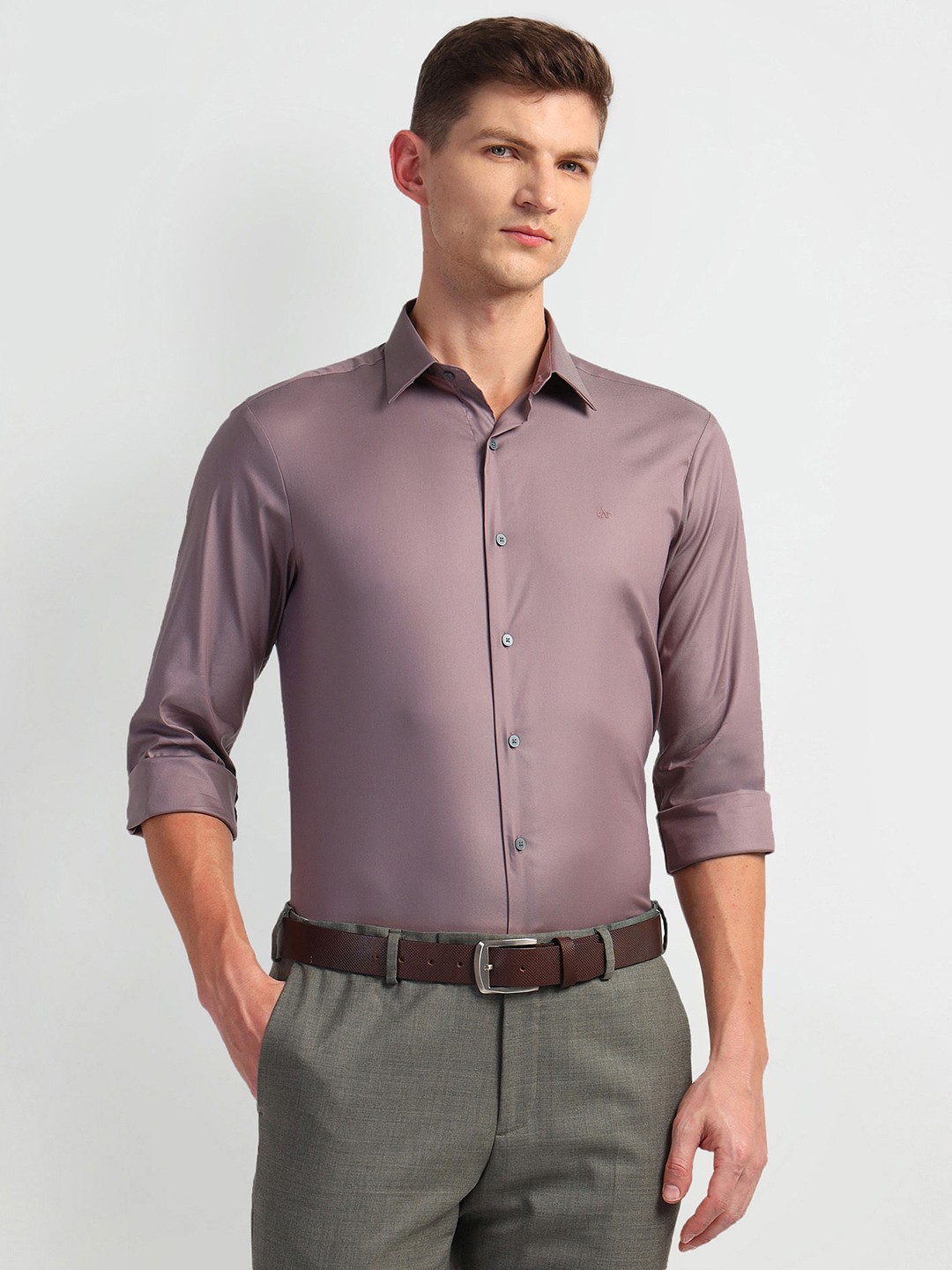 

Arrow New York Slim Fit Long Sleeves Formal Shirt, Purple