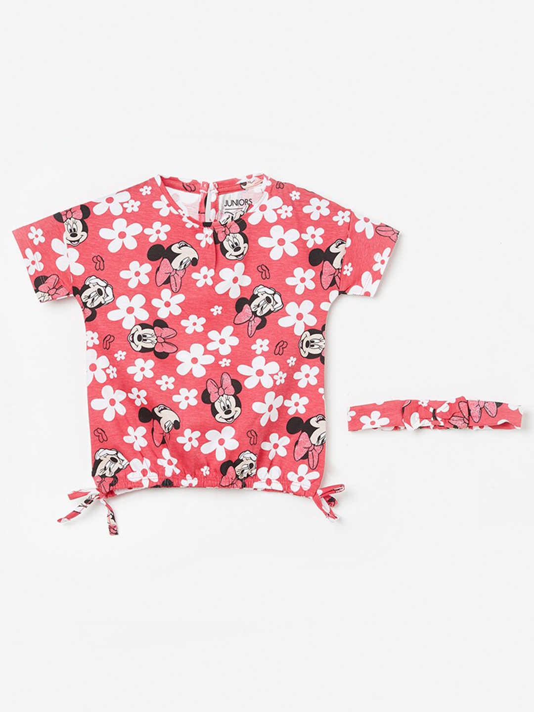 Fame Forever by Lifestyle Girls Floral Printed Round Neck Cotton T-shirt, Red