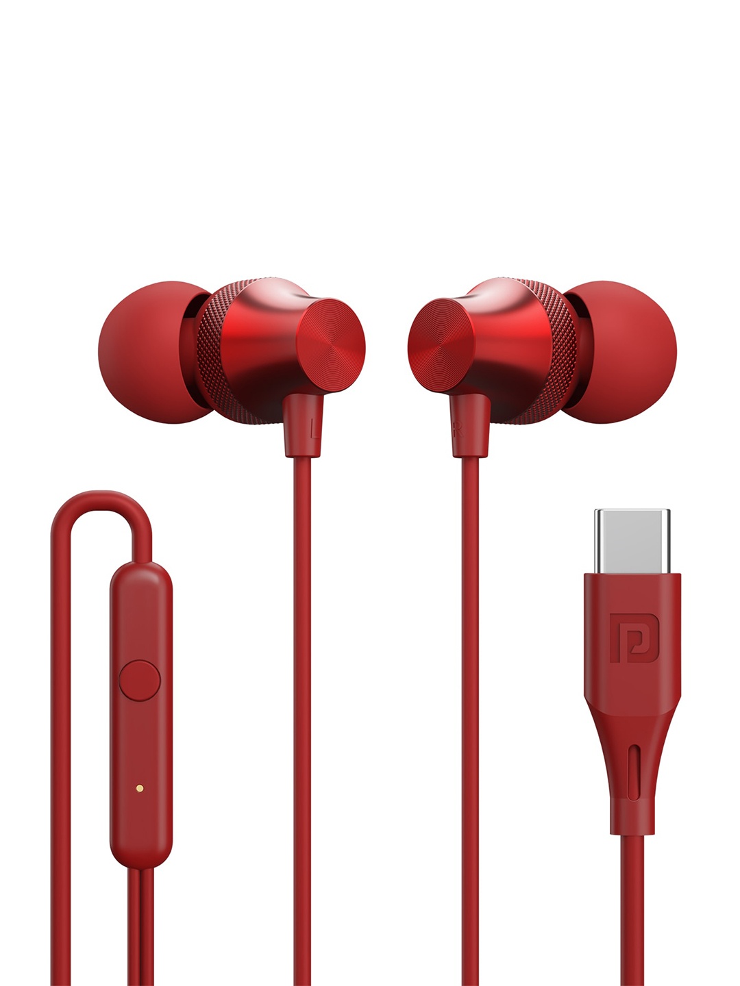 

Portronics Conch Beat C In Ear Wired Earphones With Mic, Red