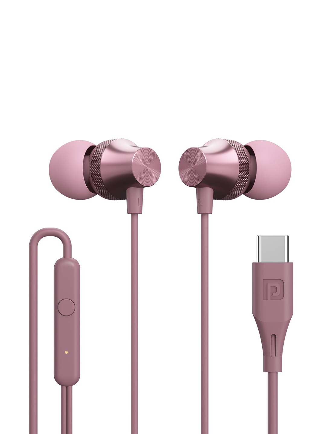 

Portronics Conch Beat C in Ear Wired Earphones With Mic, Rose gold