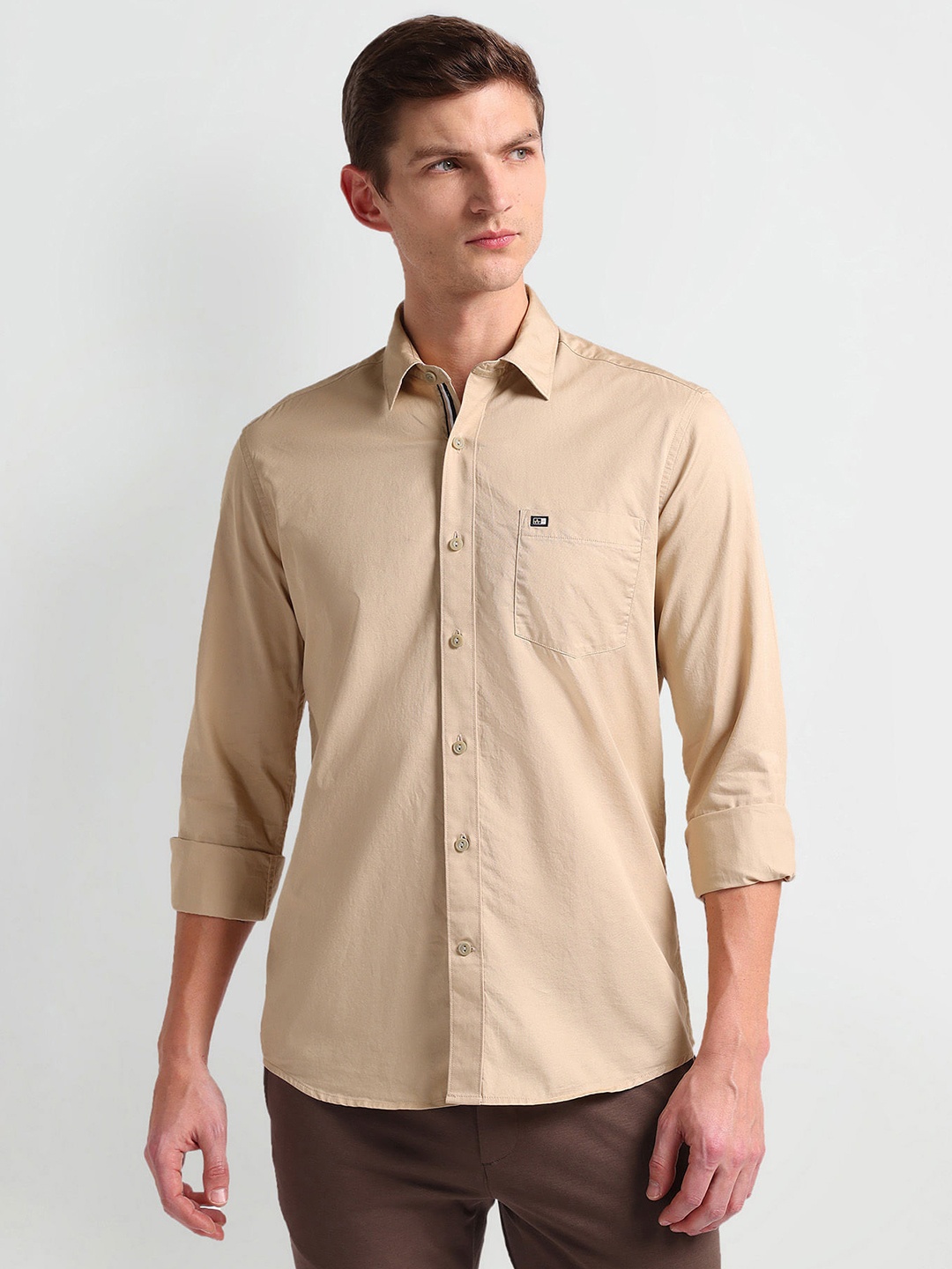 

Arrow Sport Slim Fit Pure Cotton Twill Casual Shirt, Beige