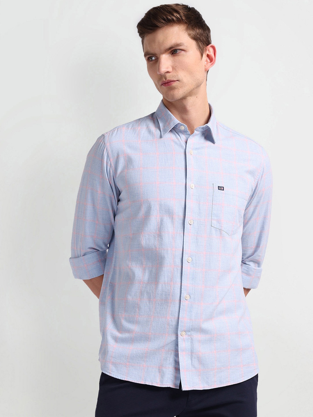 

Arrow Sport Slim Fit Checked Casual Pure Cotton Shirt, Blue