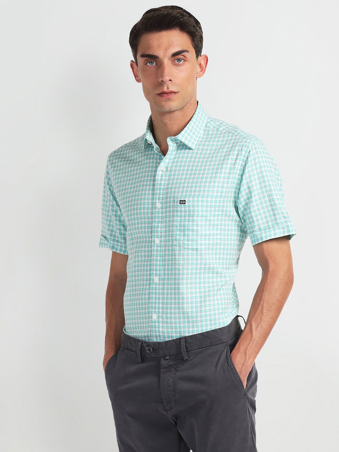 

Arrow Sport Tartan Checked Casual Pure Cotton Shirt, Blue