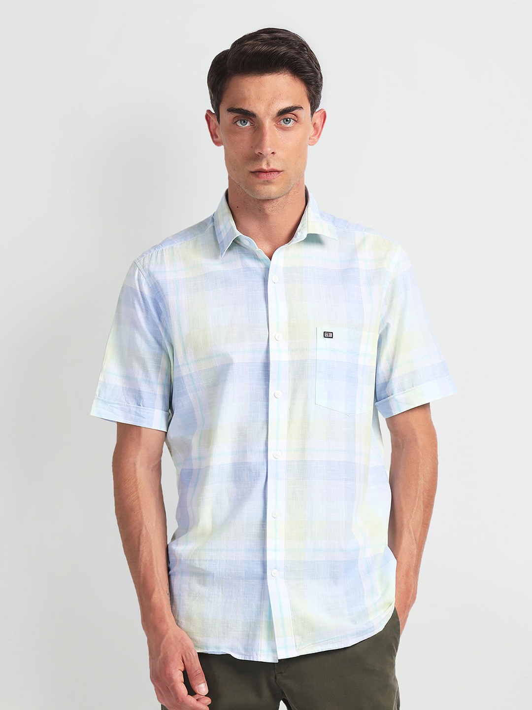 

Arrow Sport Opaque Checked Pure Cotton Casual Shirt, Blue