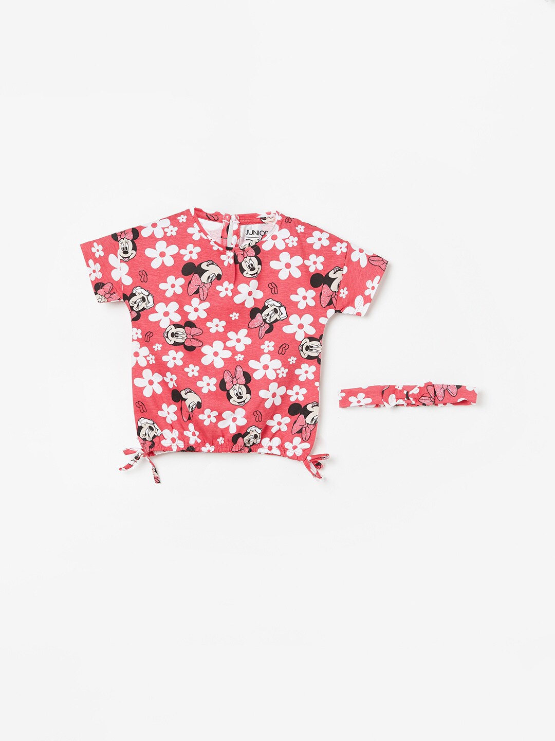 

Juniors by Lifestyle Girls Floral Printed Round Neck Short Sleeves T-shirt, Red