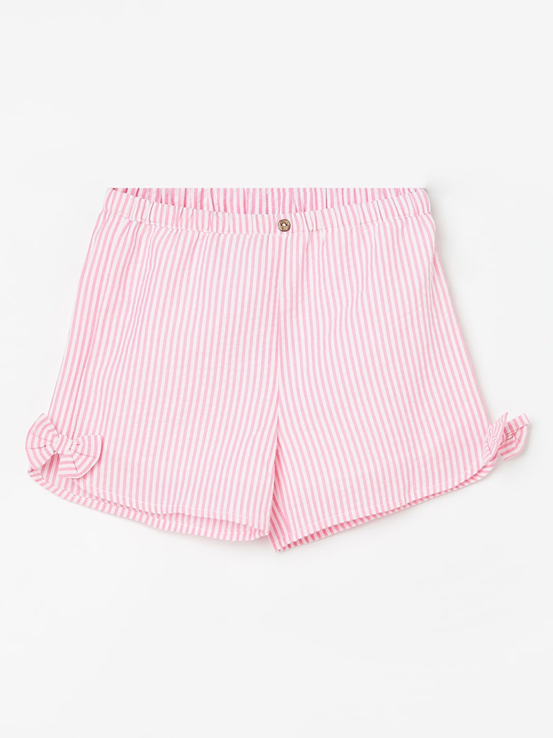

Juniors by Lifestyle Girls Striped Pure Cotton Bow Shorts, Pink