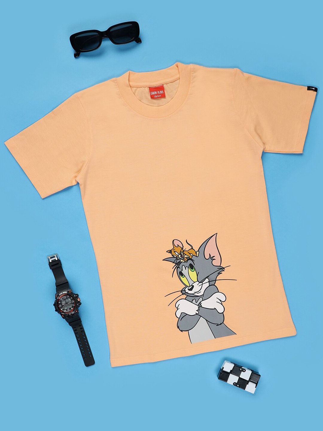 

Gavin Paris Boys Graphic Printed Pure Cotton T-shirt, Peach