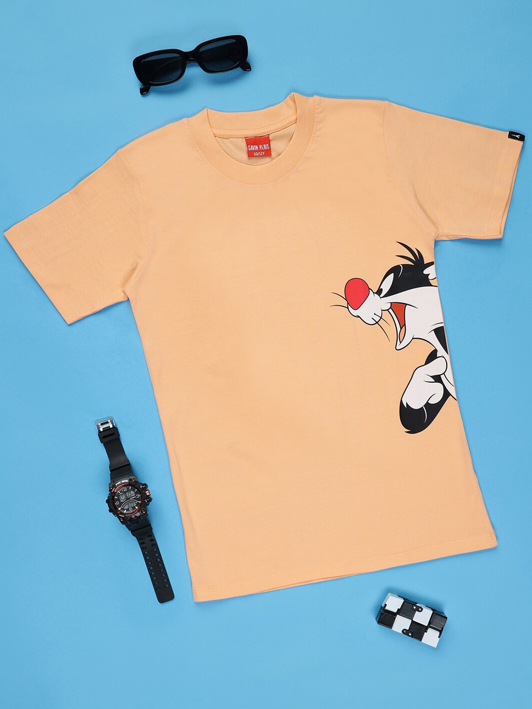 

Gavin Paris Boys Graphic Printed Pure Cotton T-shirt, Peach