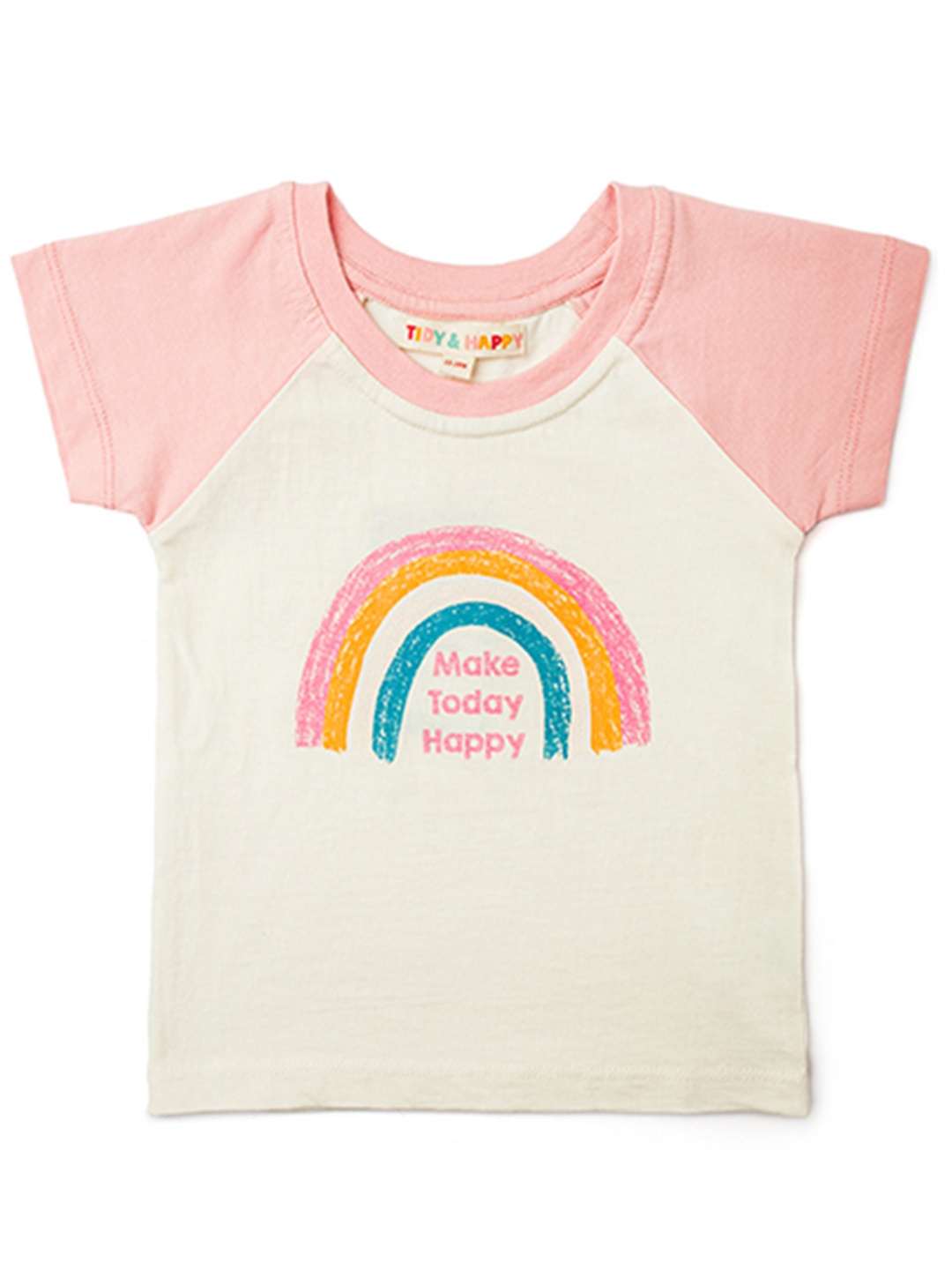 

TIDY SLEEP Kids Typography Printed Cotton Applique T-shirt, Pink