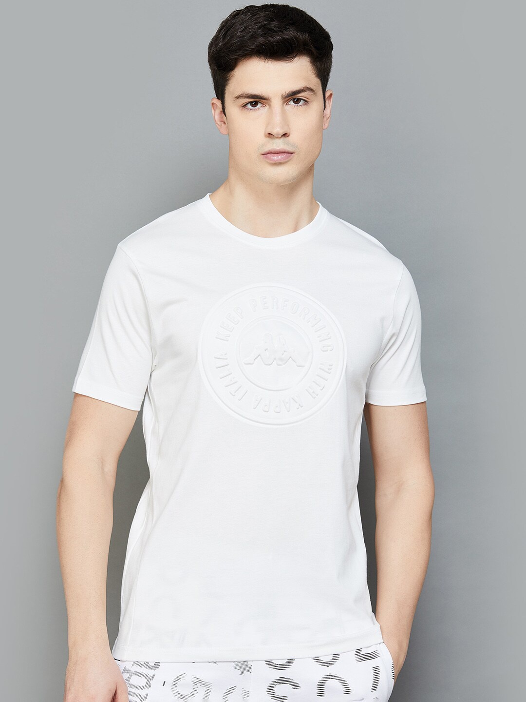 

Kappa Typography Printed Round Neck Short Sleeves T-shirt, Off white