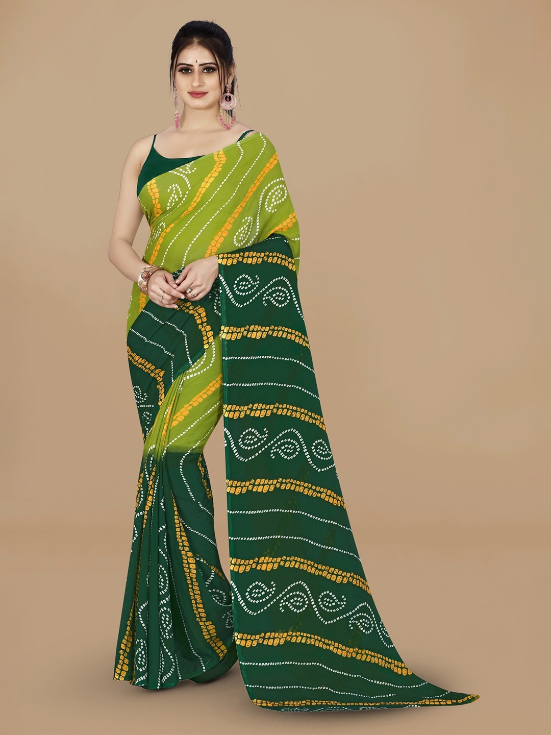 

ANAND SAREES Abstract Printed Saree, Green