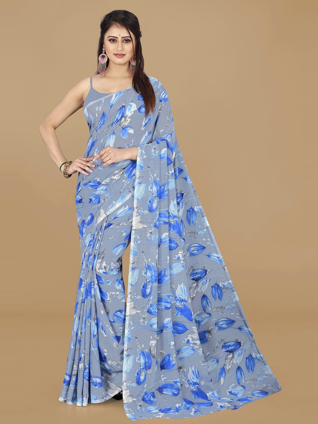 

ANAND SAREES Floral Printed Saree, Blue