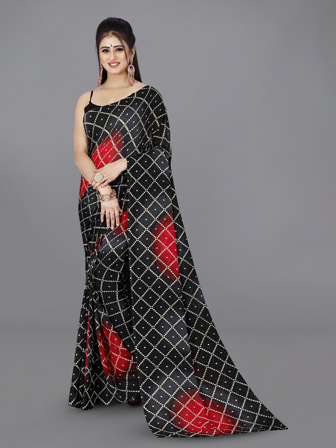 

ANAND SAREES Geometric Printed Saree, Black
