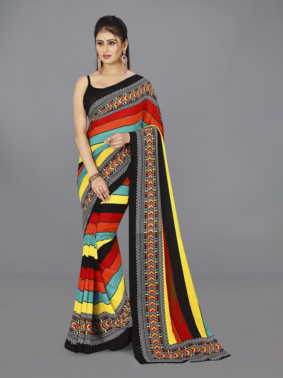 

ANAND SAREES Floral Printed Saree, Red