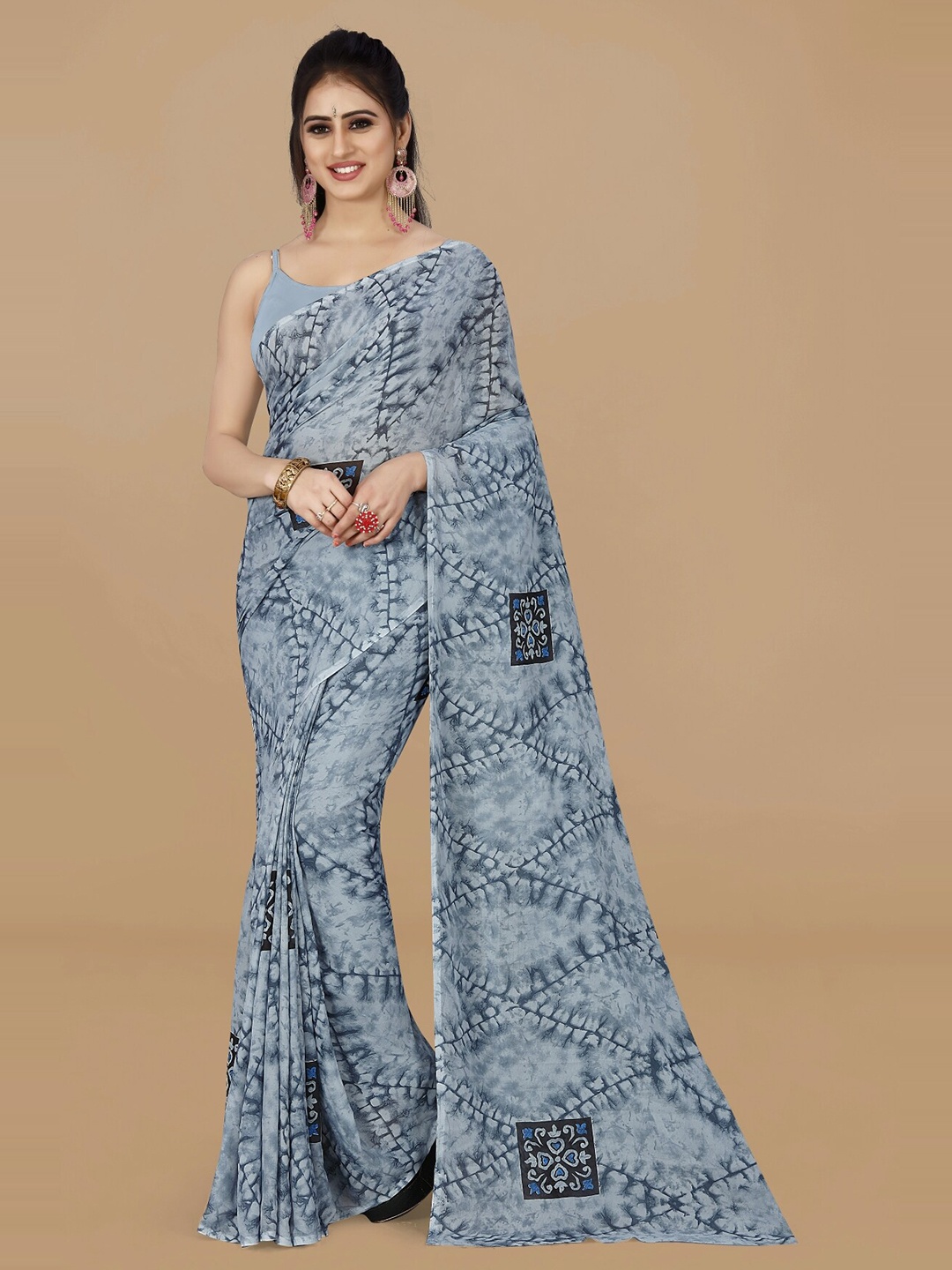 

ANAND SAREES Abstract Printed Saree, Grey