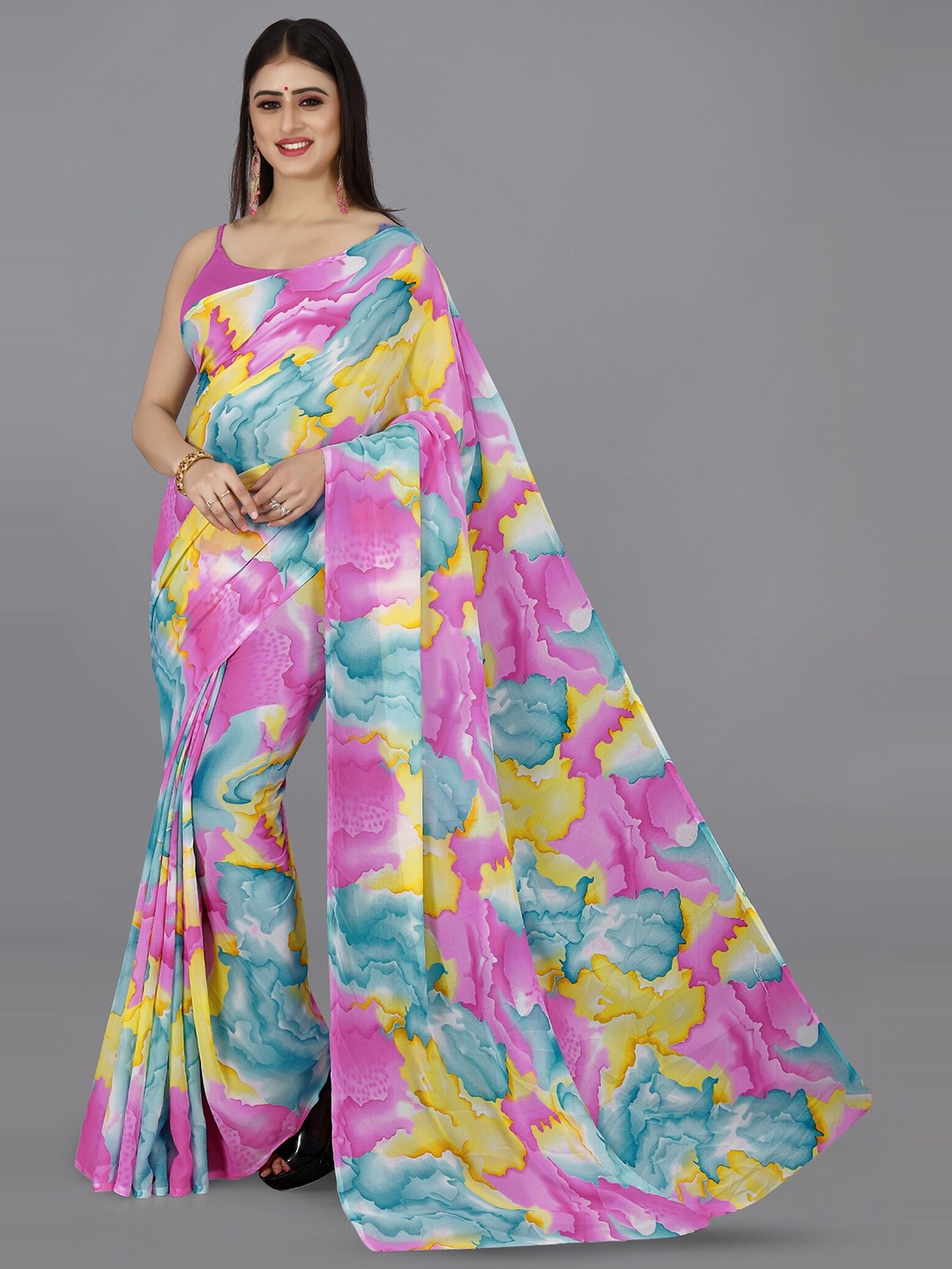 

ANAND SAREES Abstract Printed Saree, Blue