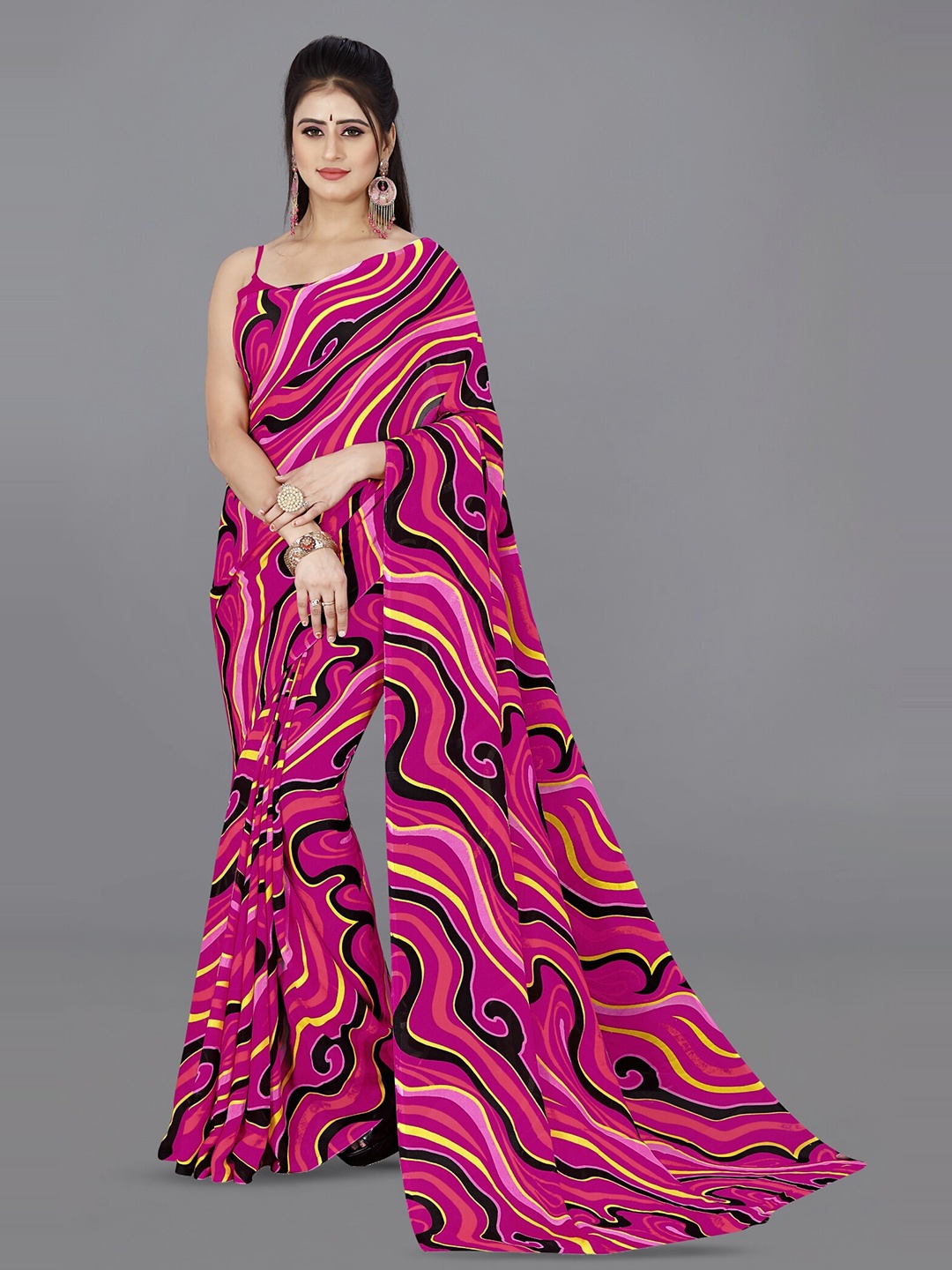 

ANAND SAREES Poly Georgette Saree, Pink