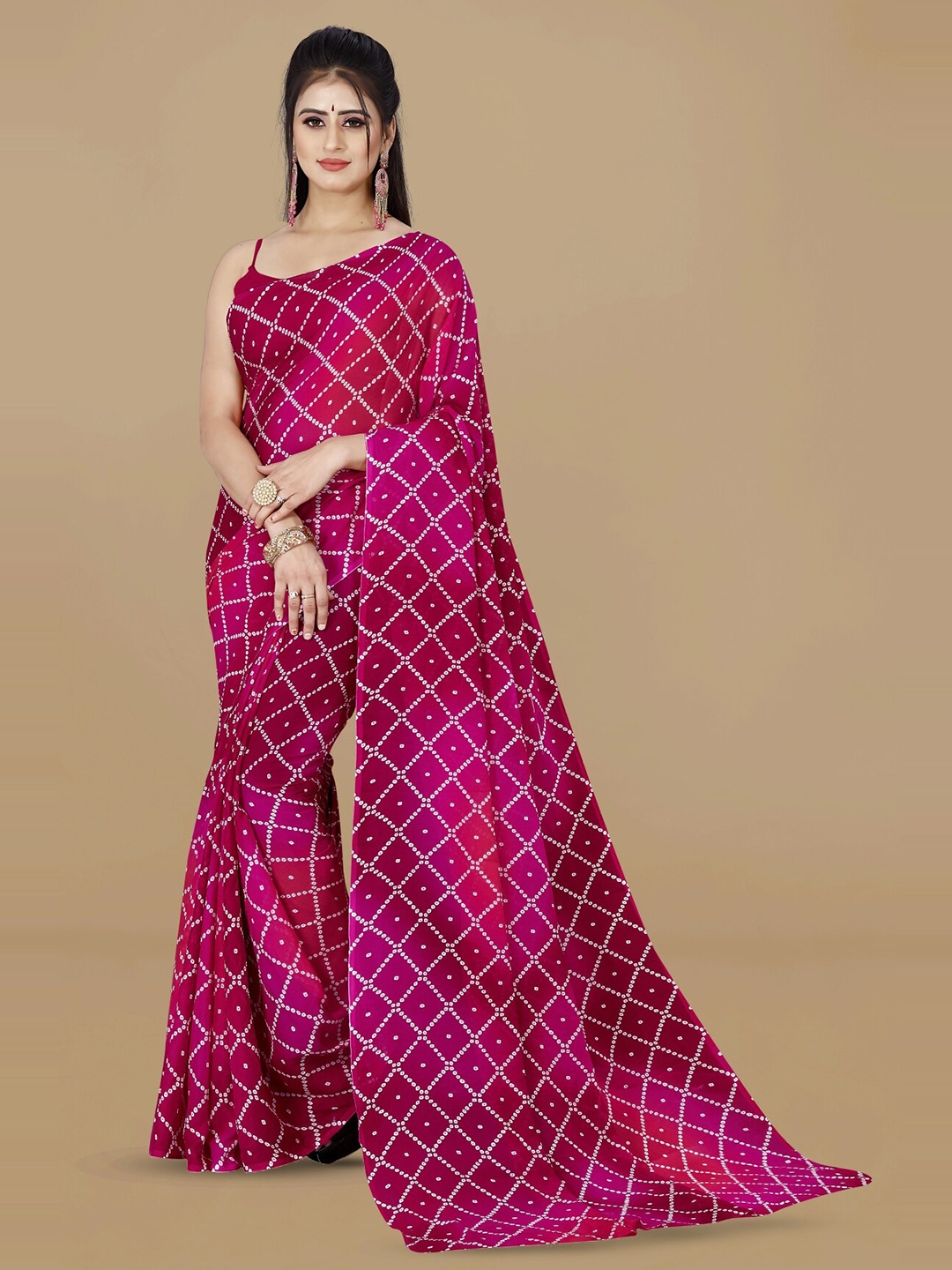 

ANAND SAREES Geometric Printed Saree, Red