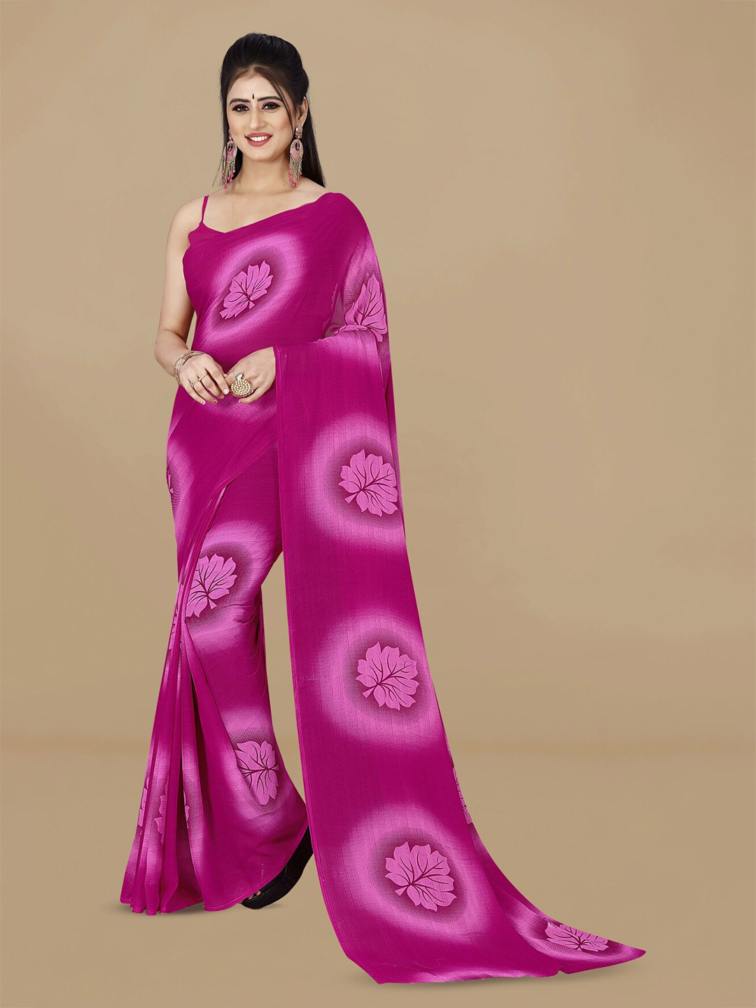 

ANAND SAREES Floral Printed Saree, Pink