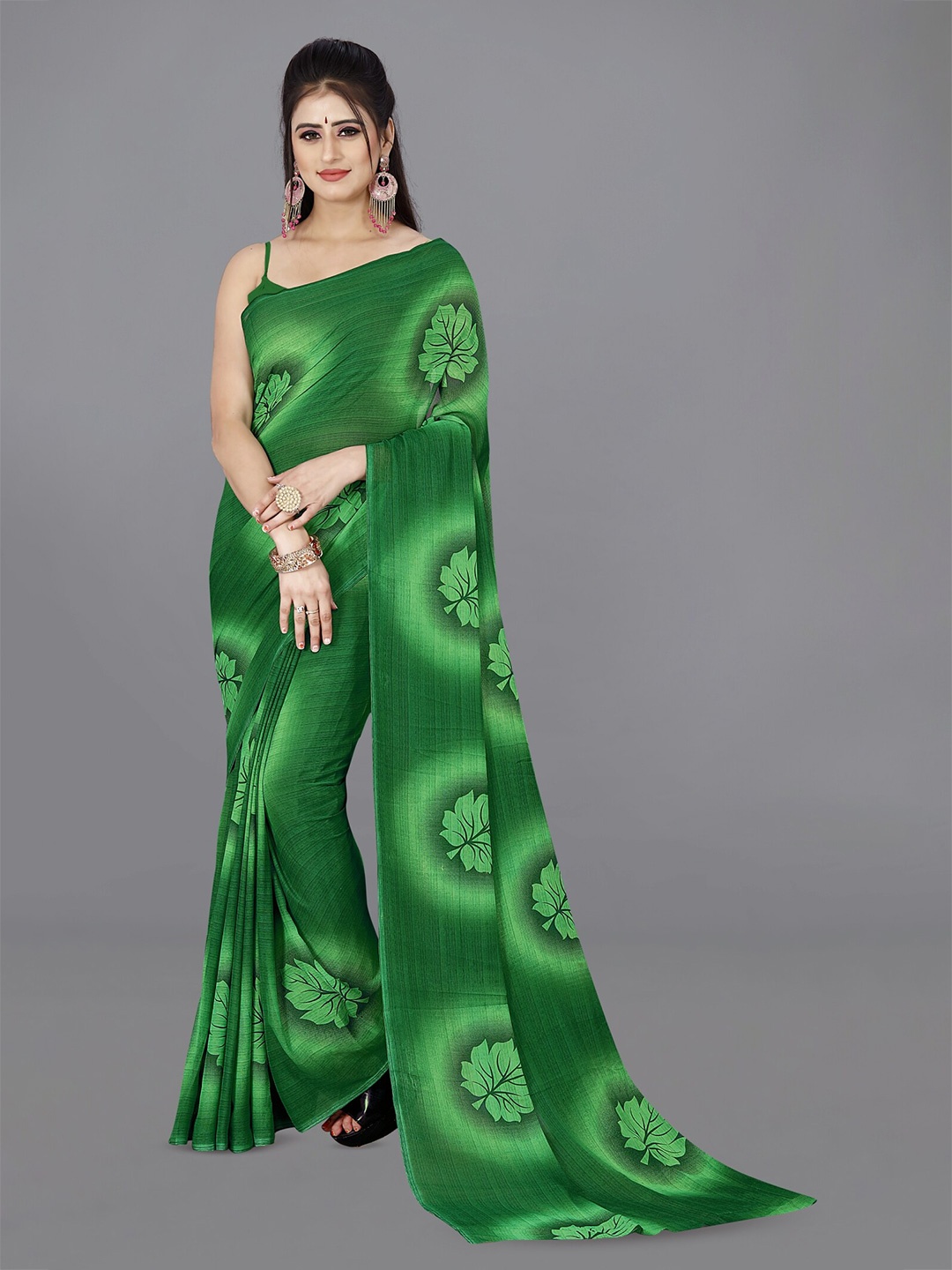 

ANAND SAREES Floral Printed Saree, Green