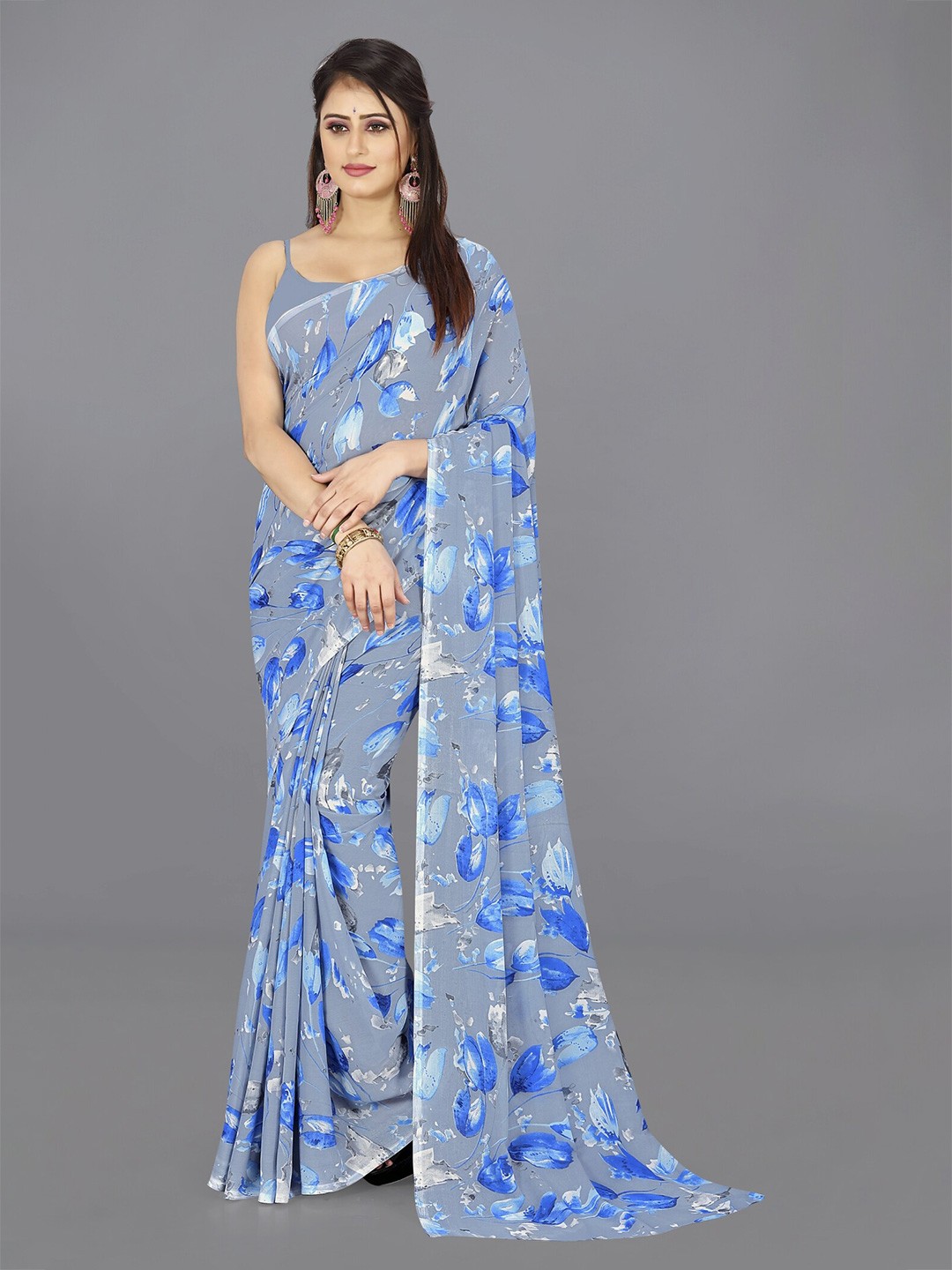 

ANAND SAREES Floral Printed Saree, Blue