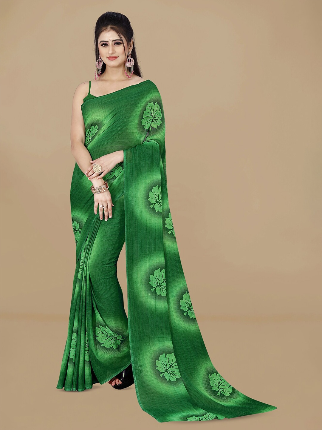 

ANAND SAREES Floral Printed Saree, Green