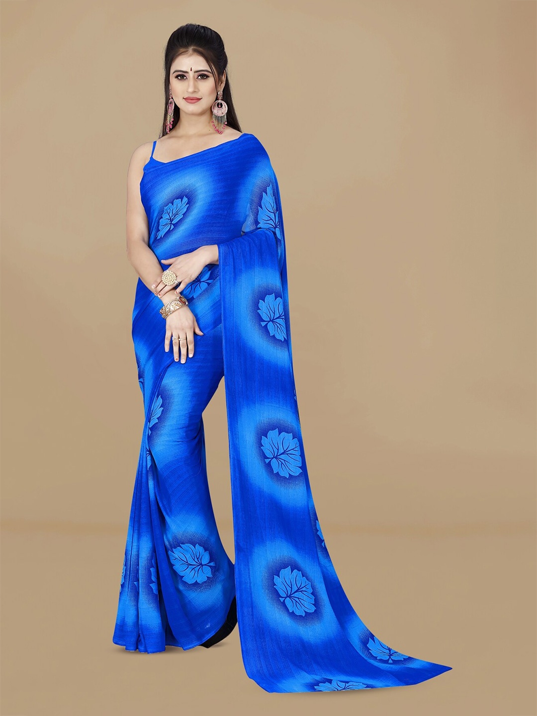 

ANAND SAREES Paisley Poly Georgette Saree, Blue