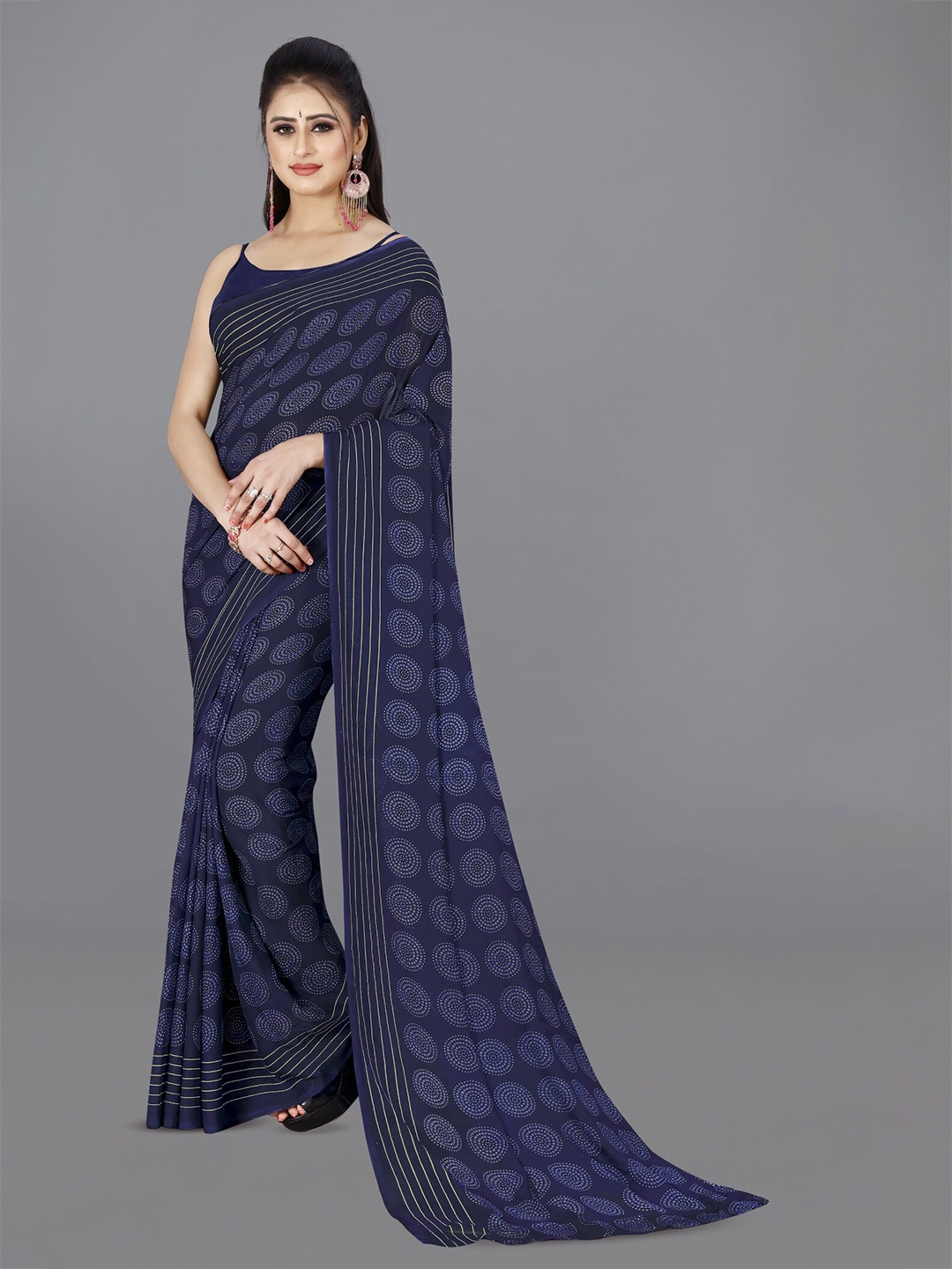 

ANAND SAREES Ethnic Motifs Poly Georgette Saree, Blue